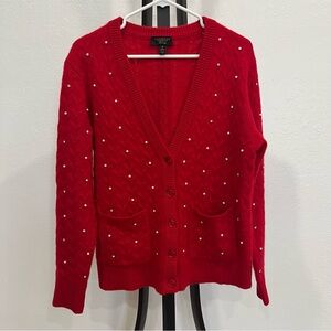 Charter Club Luxury Cashmere Pearl and Gem Stone Cashmere Cardigan Size Medium